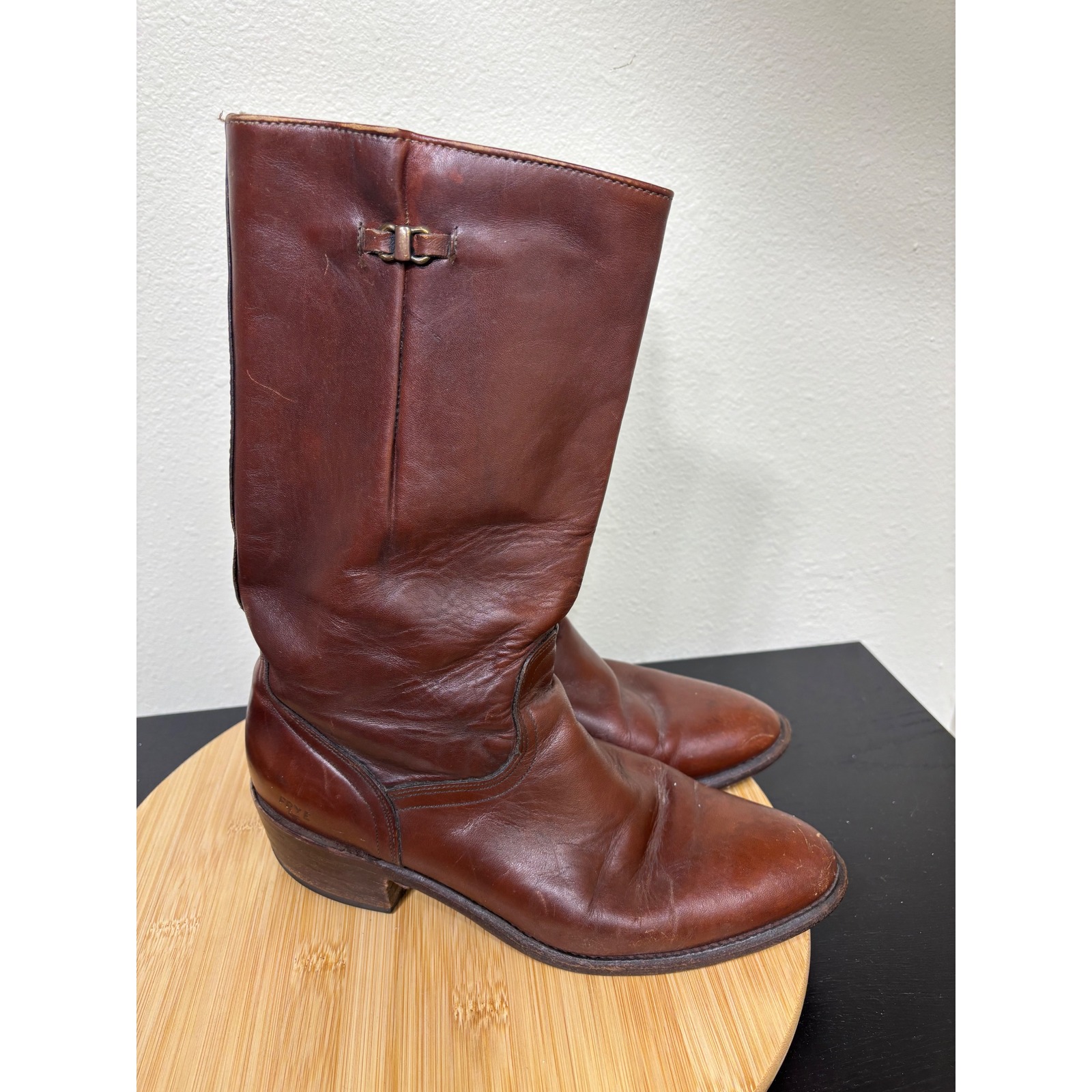 Vintage Frye Rebel Pull On Boots Men 8.5d Brown Leather Vintage 2171 Made In Usa